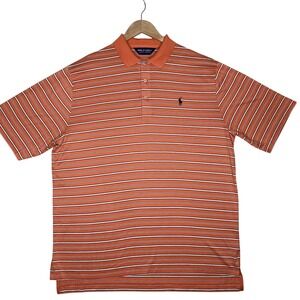 Ralph Lauren L Mens 100% Cotton Striped Orange Golf Polo